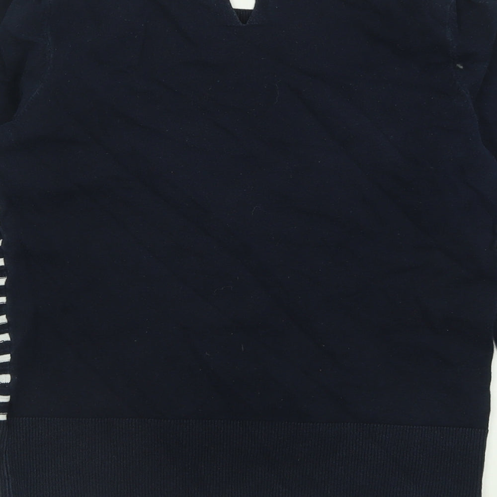 Oasis Womens Blue Crew Neck Striped Acrylic Pullover Jumper Size S