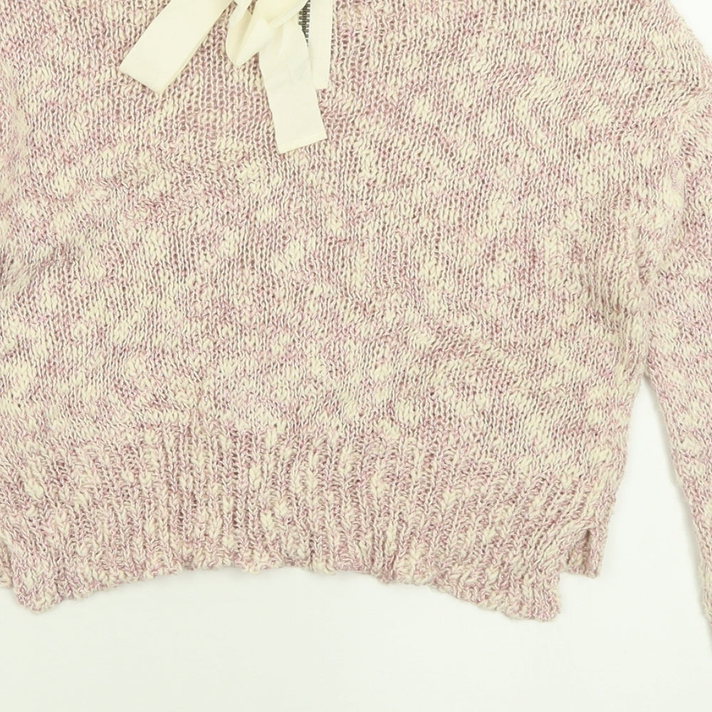 Marks & Spencer Womens Pink Crew Neck Cotton Pullover Jumper Size M