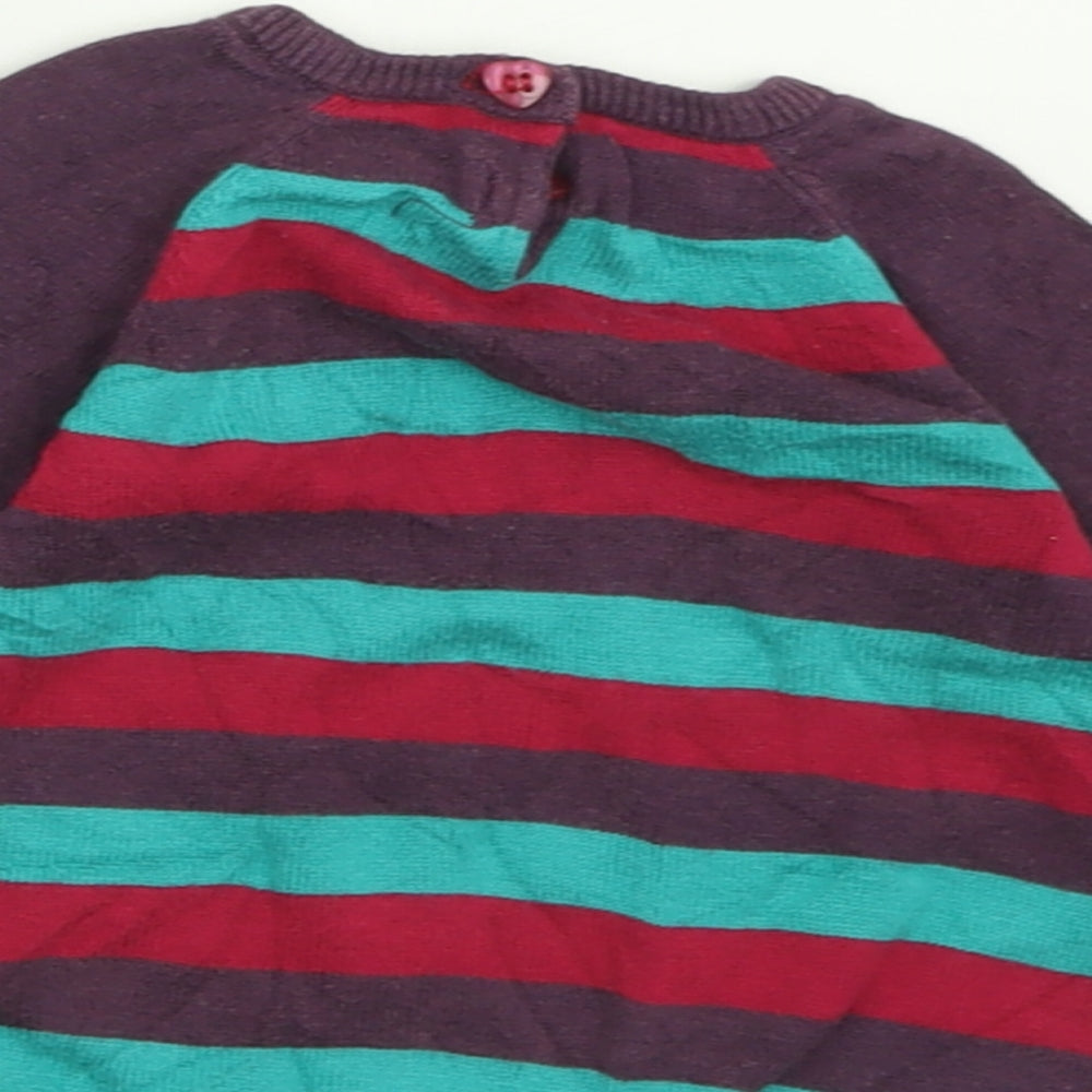 Peacocks Girls Purple Striped Viscose Pullover Jumper Size 0-3 Months Button