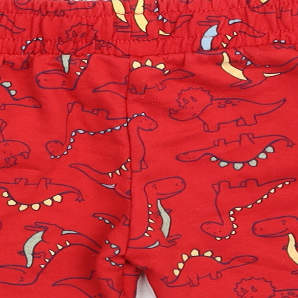 Dunnes Boys Red Cotton Cropped Leggings Size 12-18 Months Drawstring - Dinosaur