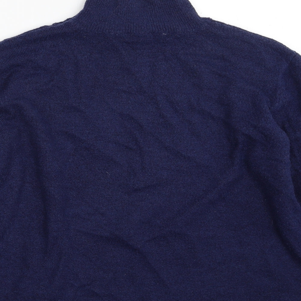 M&Co Womens Blue High Neck Acrylic Pullover Jumper Size 12