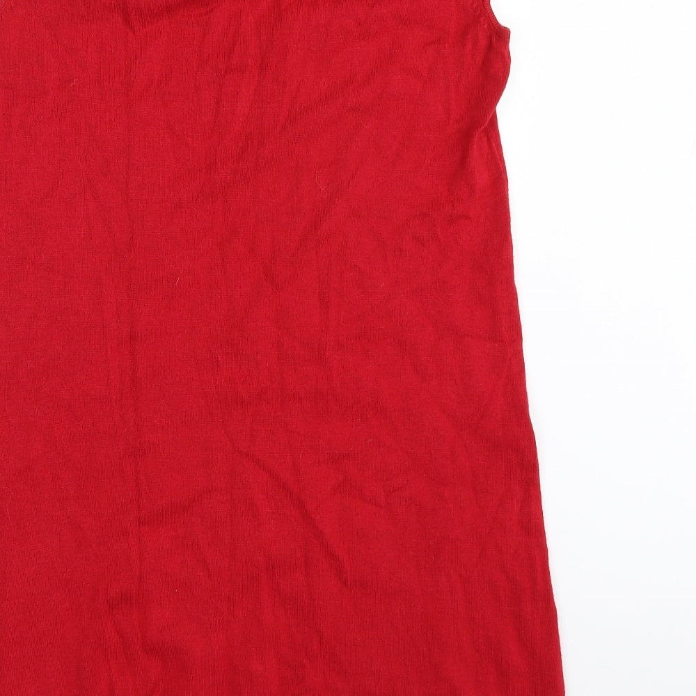 F&F Womens Red V-Neck Viscose Pullover Jumper Size 14