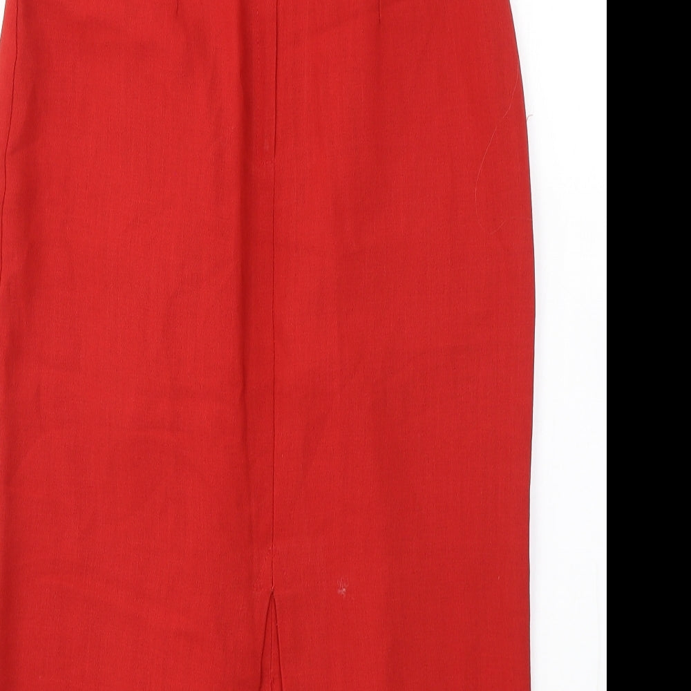 C&A Womens Red Polyester A-Line Skirt Size 12 Zip