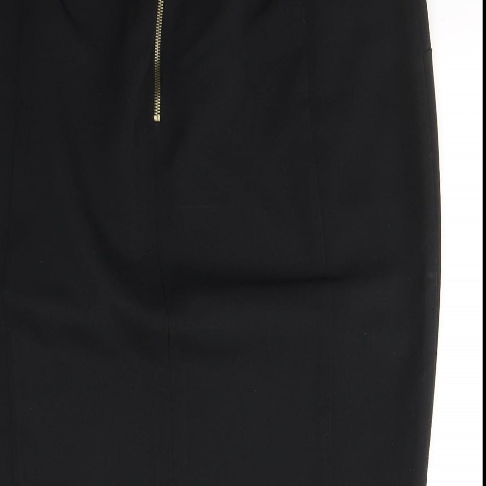 Dorothy Perkins Womens Black Polyester A-Line Skirt Size 12 Zip