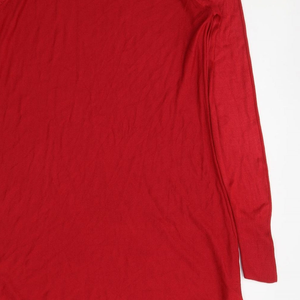 Marks & Spencer Womens Red Acrylic Fit & Flare Size 12 Round Neck Pullover