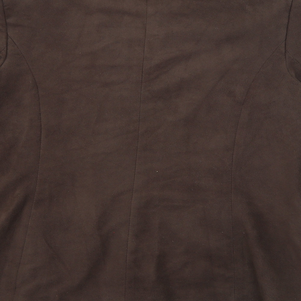 Liza Lovell Womens Brown Polyester Jacket Blazer Size 16