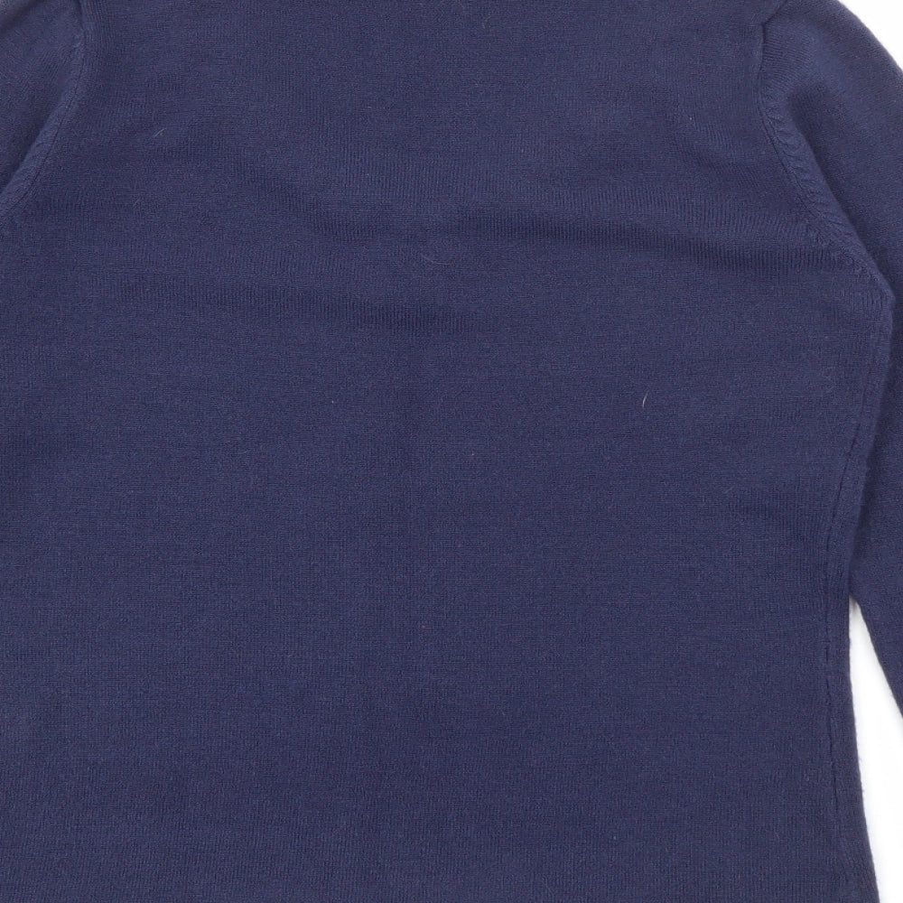 Klass Womens Blue V-Neck Acrylic Pullover Jumper Size S