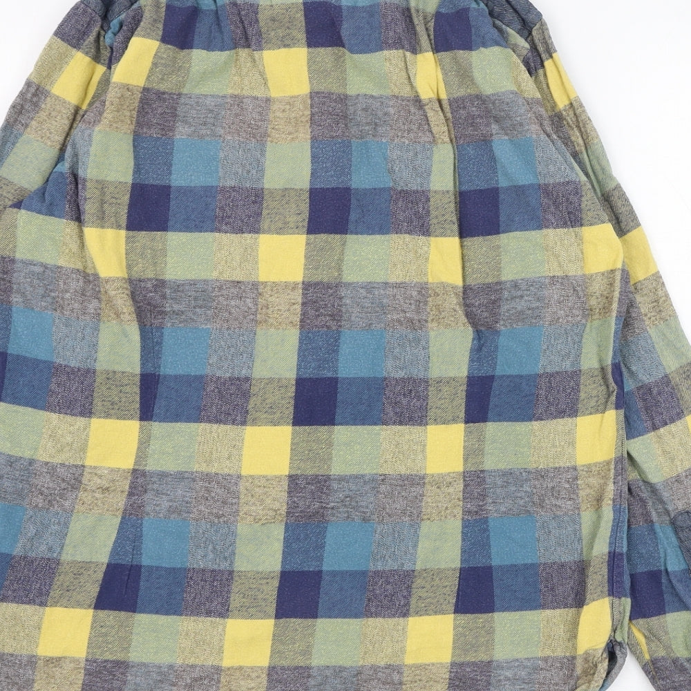 Garment Makers Mens Blue Check Cotton Button-Up Size S Collared Button