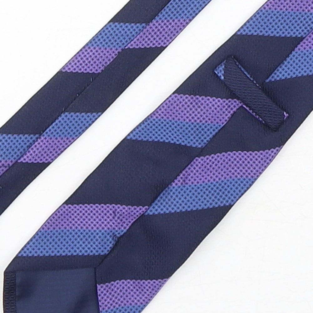 BHS Mens Multicoloured Striped Polyester Pointed Tie One Size
