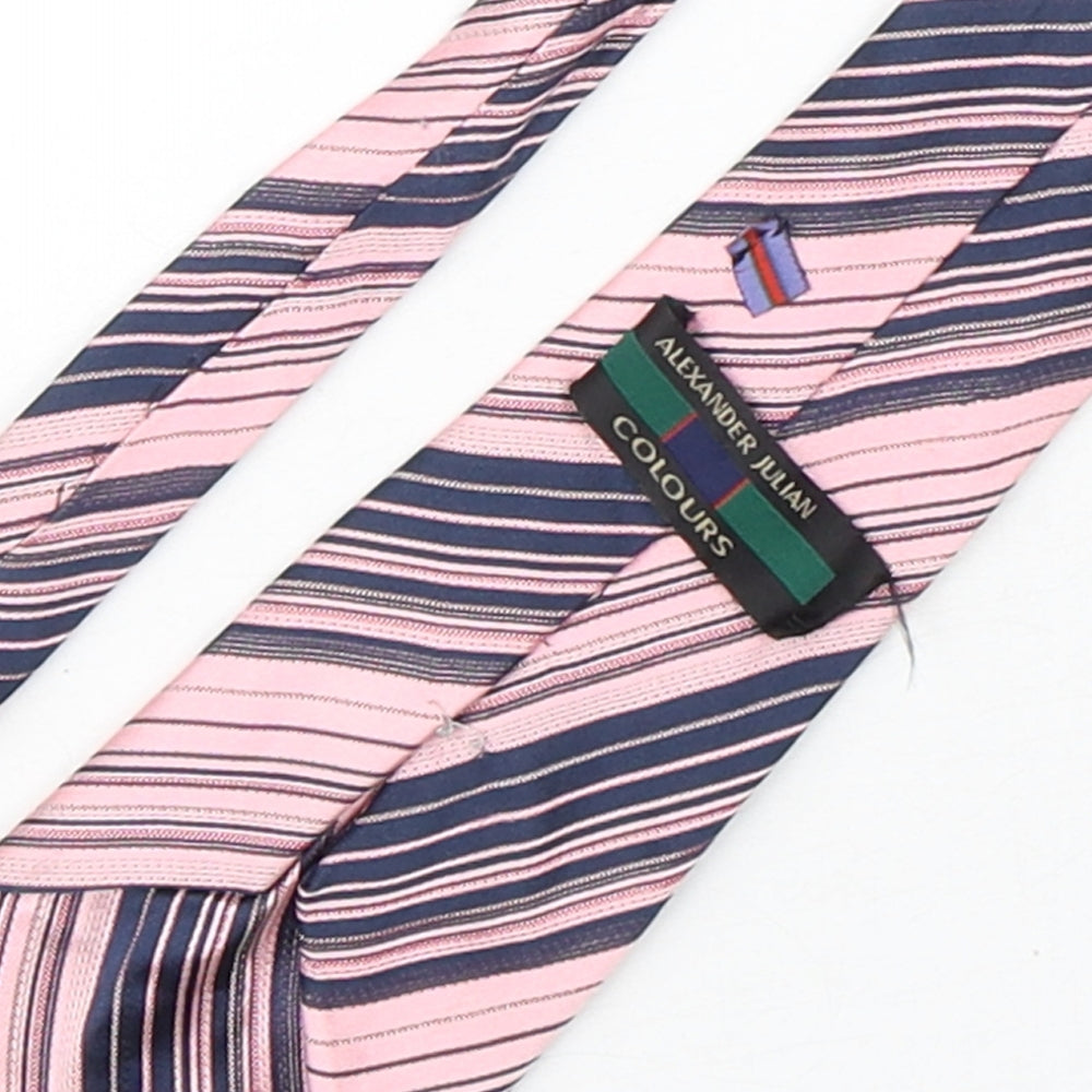 Alexander Julian Mens Multicoloured Striped Silk Pointed Tie One Size
