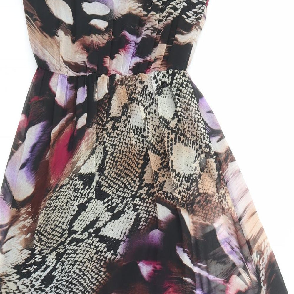 Oh My Love Womens Black Animal Print Polyester Tank Dress Size XS Scoop Neck Pullover