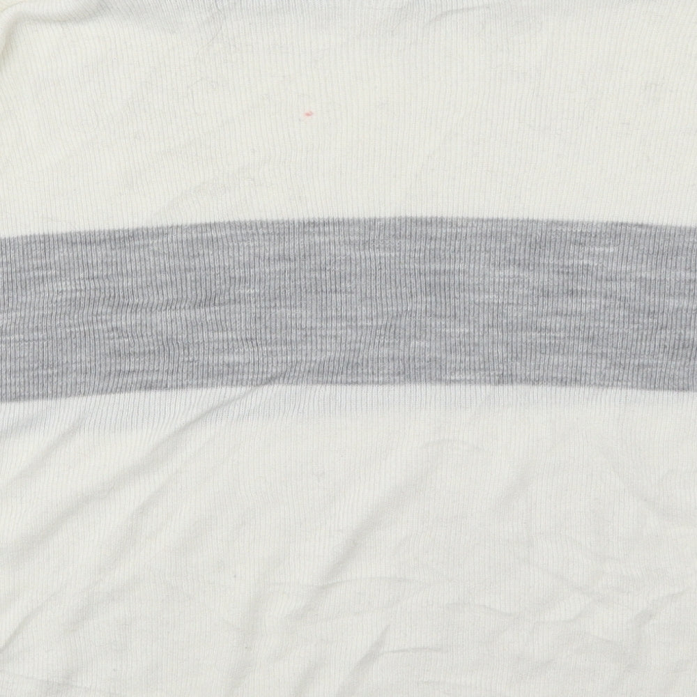 In the Style Womens Ivory Boat Neck Striped Acrylic Pullover Jumper Size 10 - Grey