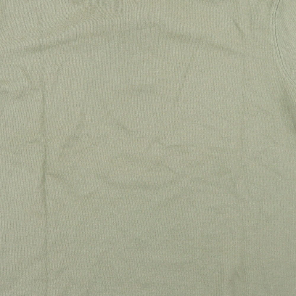 Jumper Mens Green Cotton Polo Size L Collared Button