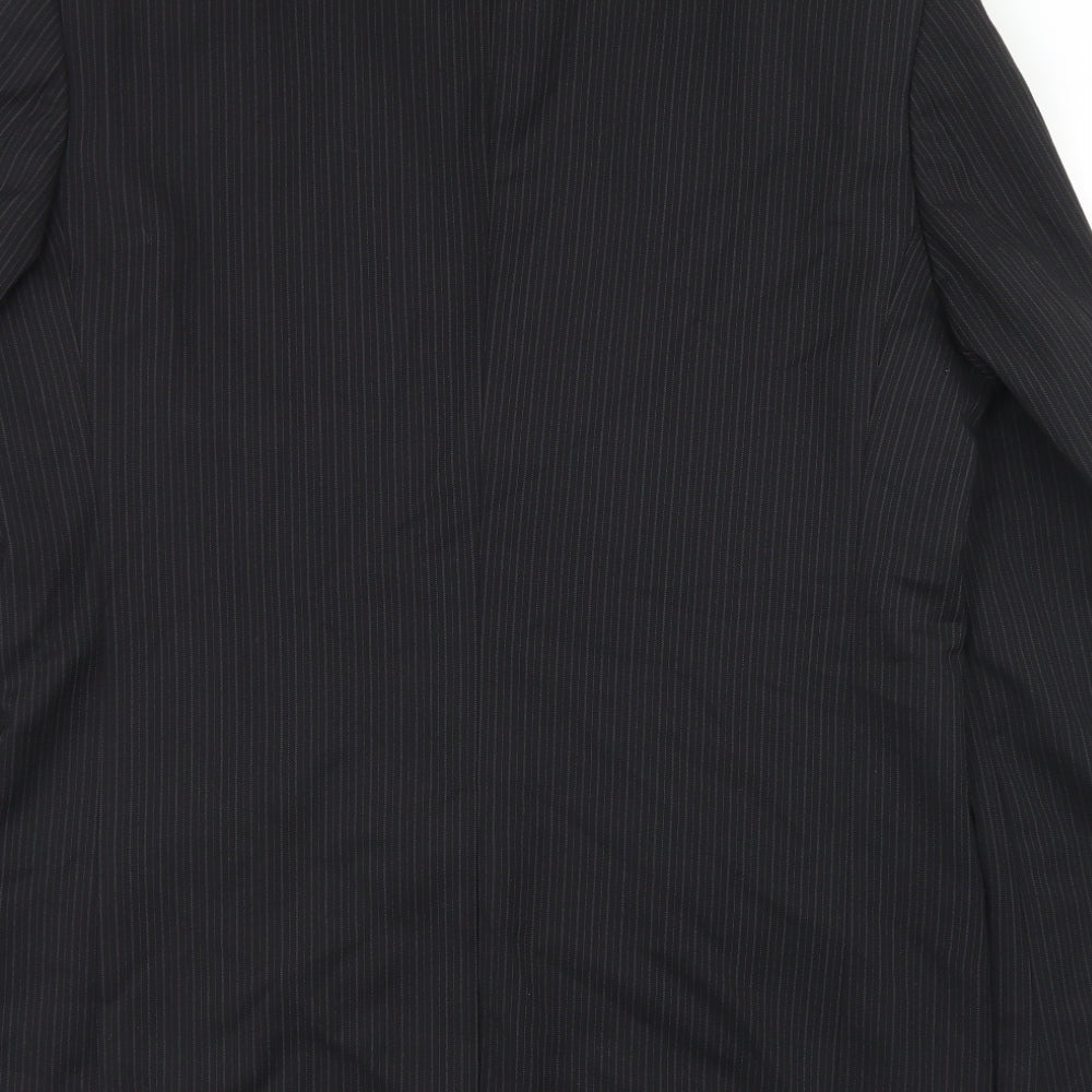 River Island Mens Black Striped Wool Jacket Blazer Size 38