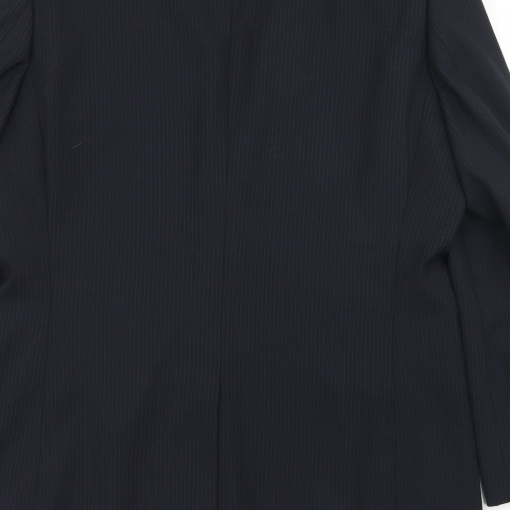 F&F Mens Black Striped Polyester Jacket Blazer Size 40