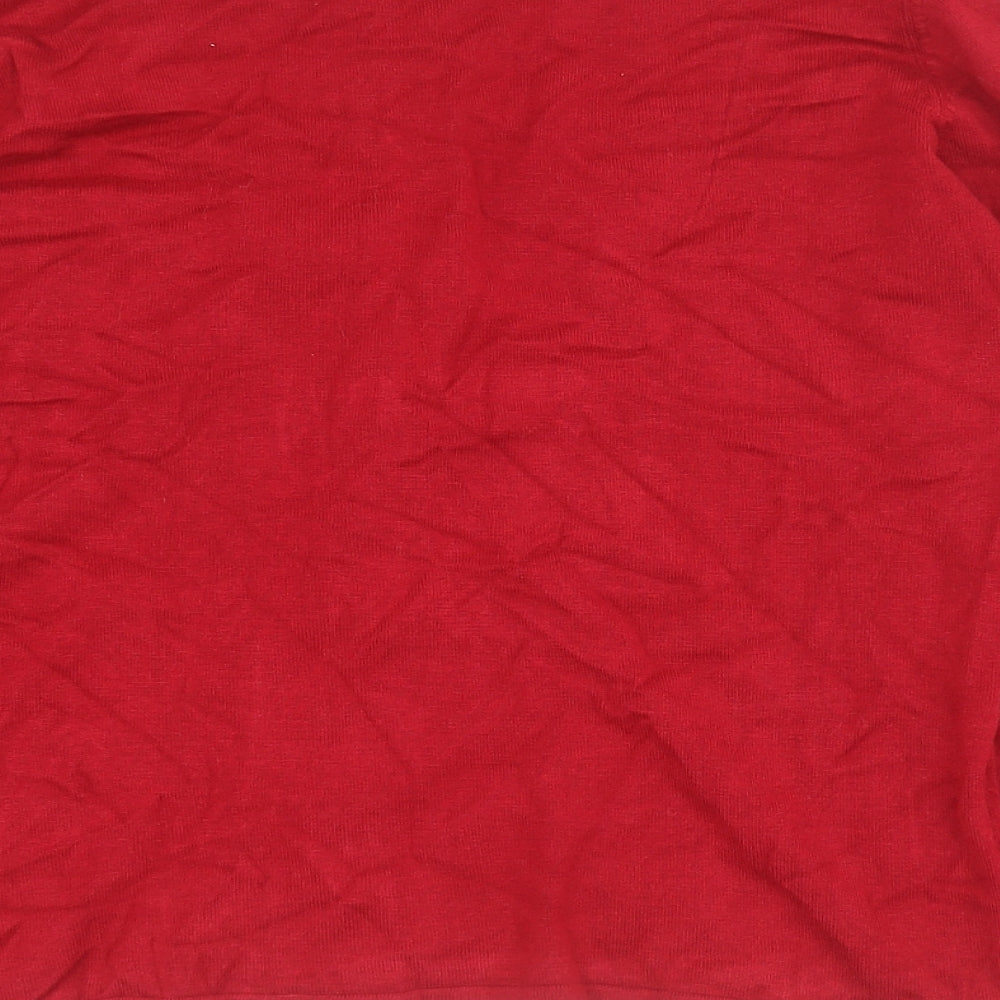 CC Womens Red Round Neck Viscose Cardigan Jumper Size 12