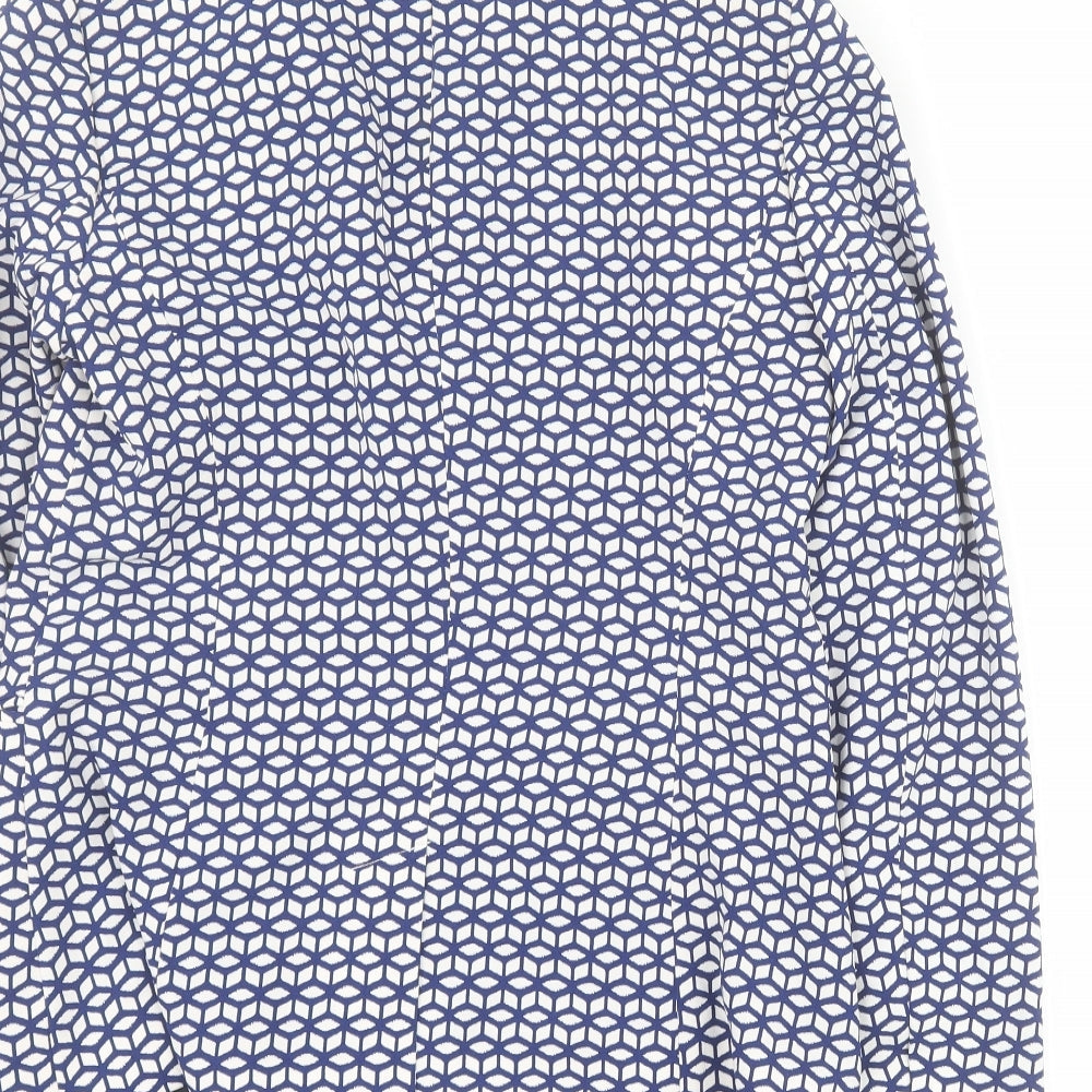 Spirit Womens Blue Geometric Jacket Blazer Size 12 Button