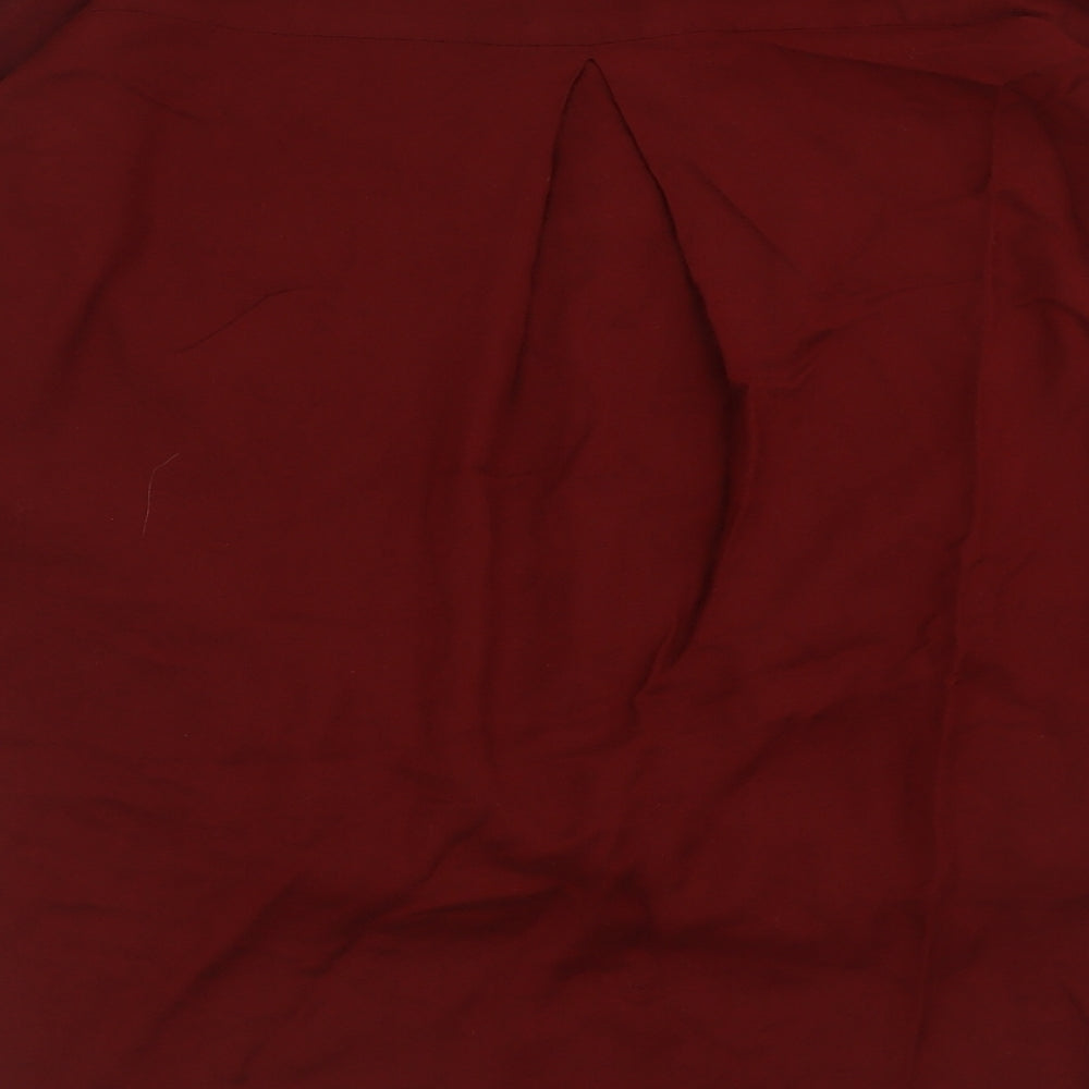 BDG Womens Red Viscose Basic Button-Up Size S Collared