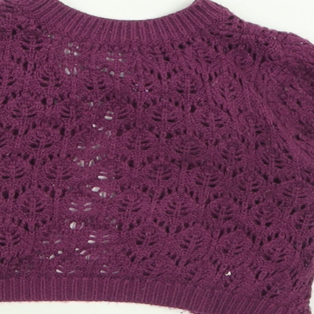 Mothercare Girls Purple Crew Neck Acrylic Cardigan Jumper Size 2 Years Button