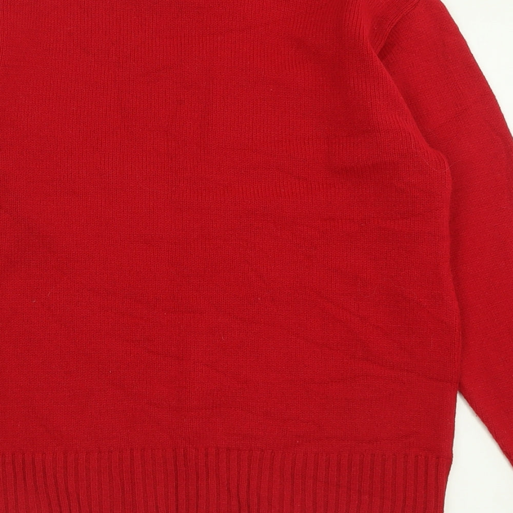 Pure & Natural Womens Red Crew Neck Acrylic Pullover Jumper Size XS
