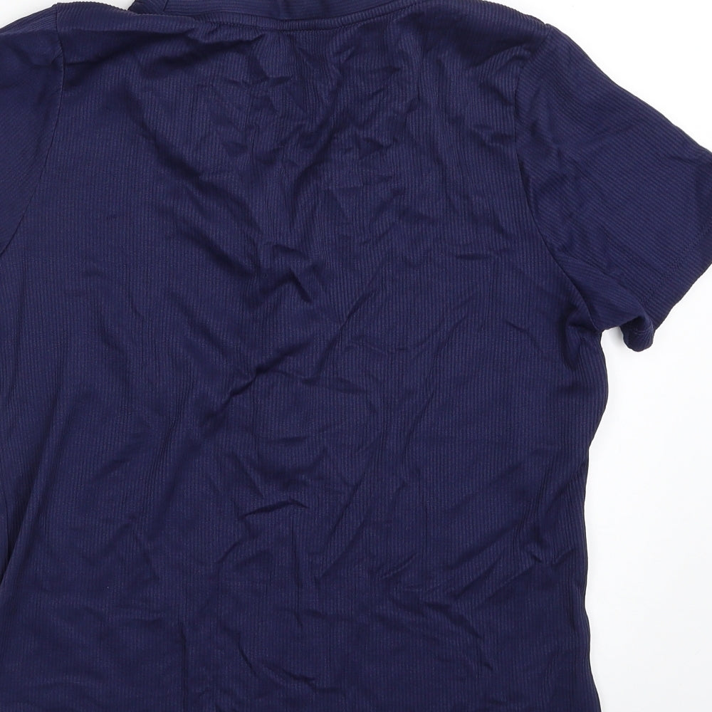 F&F Womens Blue Polyamide Pullover Sweatshirt Size 12 Button