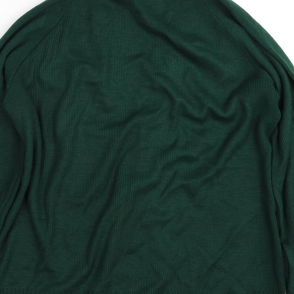 Lifeguard Girls Green V-Neck Acrylic Cardigan Jumper Size 14 Years Button