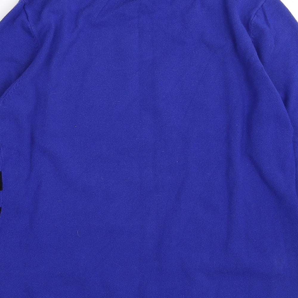 MICHA Womens Blue Scoop Neck Striped Viscose Pullover Jumper Size S - SIZE S/M