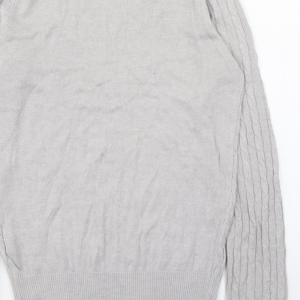 H&M Womens Grey Round Neck Polyamide Pullover Jumper Size S