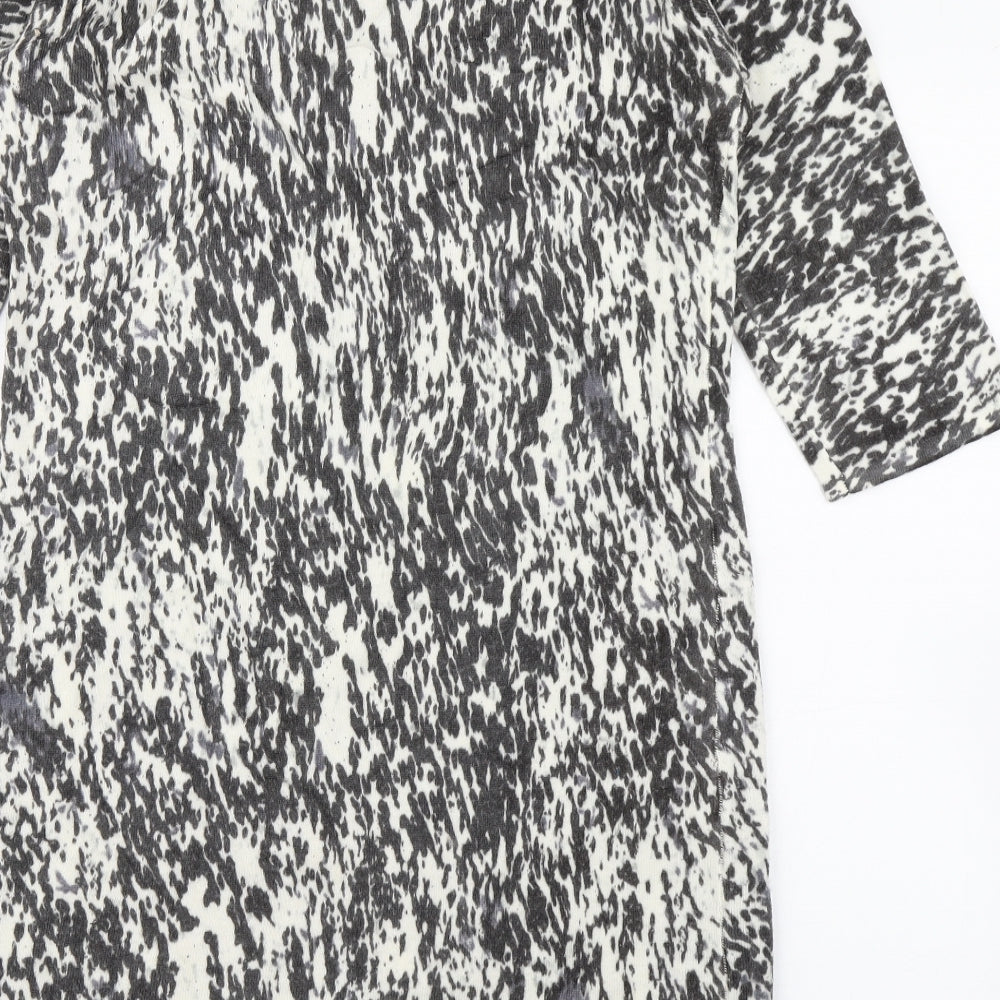 TU Womens Multicoloured Animal Print Acrylic Jumper Dress Size 14 Round Neck Button