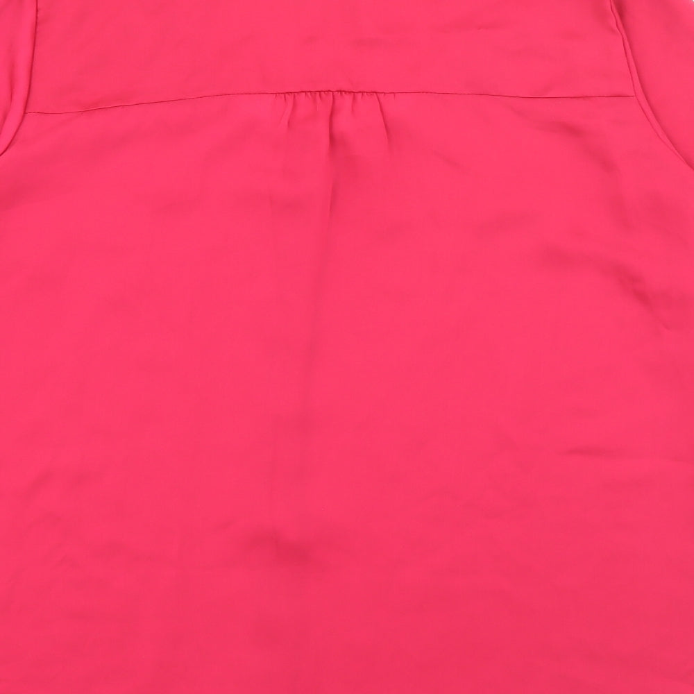 Preworn Womens Pink Polyester Basic Blouse Size 16 Scoop Neck