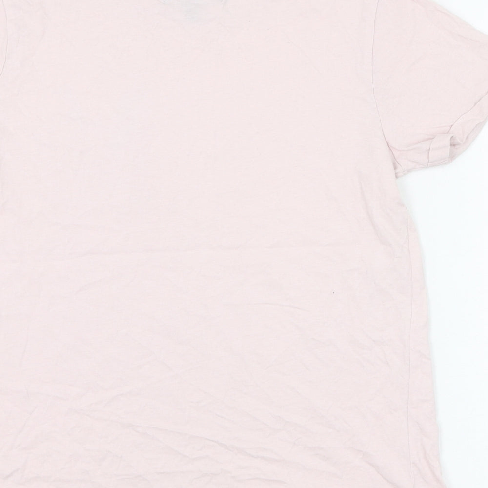 Paramour Womens Pink Cotton Basic T-Shirt Size 12 Round Neck