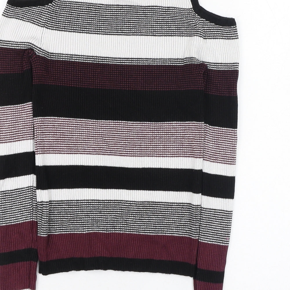 Atmosphere Womens Multicoloured Mock Neck Striped Viscose Pullover Jumper Size 8