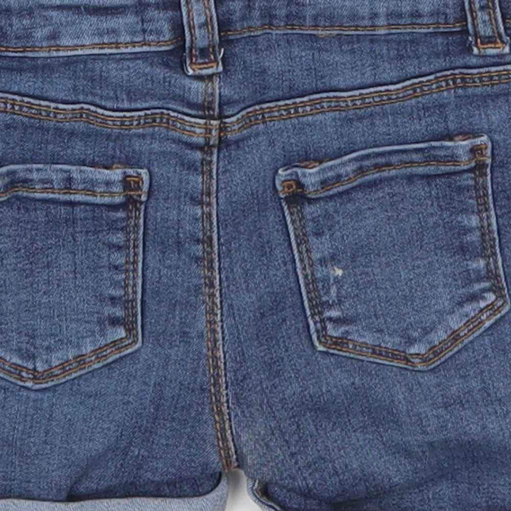 Primark Girls Blue Cotton Cropped Jeans Size 6-9 Months Button