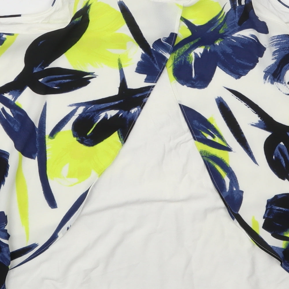 NEXT Womens Blue Floral Viscose Basic Tank Size 10 Scoop Neck