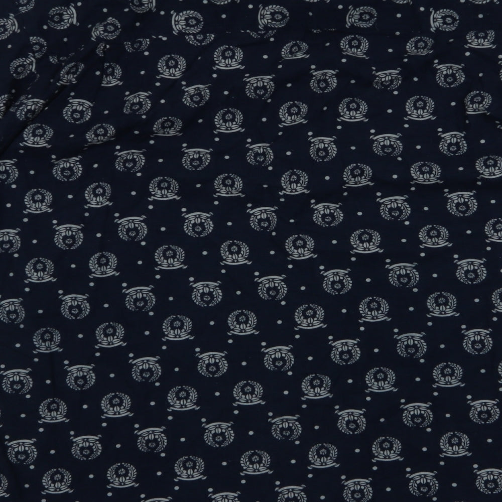 Pelaco Mens Blue Geometric Polyester Button-Up Size L Collared Button