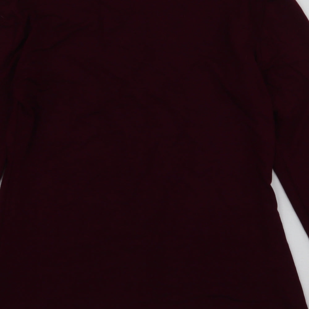 New Look Womens Red Viscose Jersey T-Shirt Size 12 High Neck