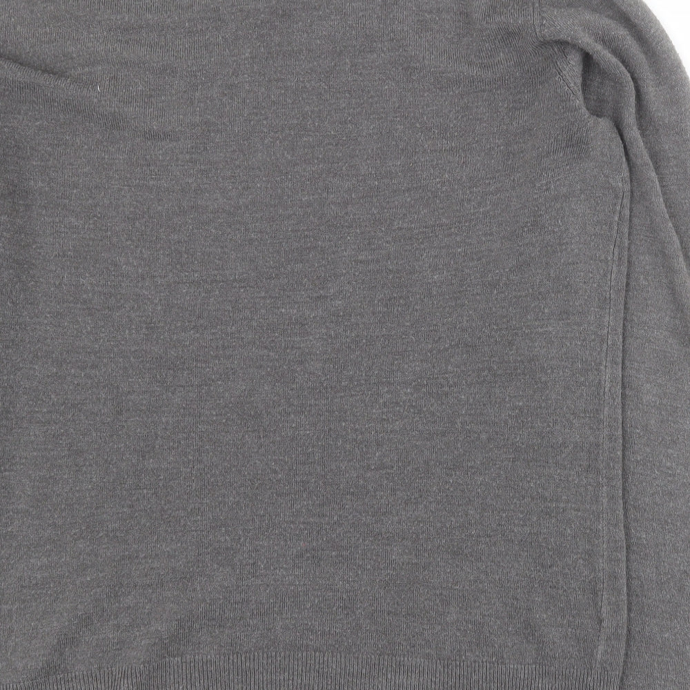 Burton Mens Grey V-Neck Acrylic Pullover Jumper Size L