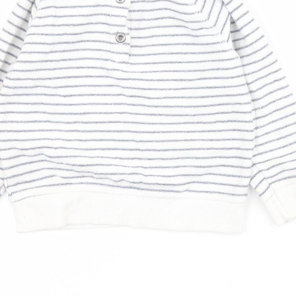 Mothercare Baby White Striped Cotton Pullover Jumper Size 12-18 Months Button