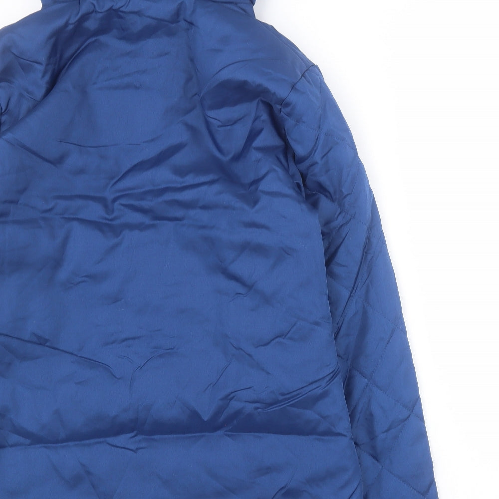 Anne De Lancay Womens Blue Quilted Coat Size 8 Zip