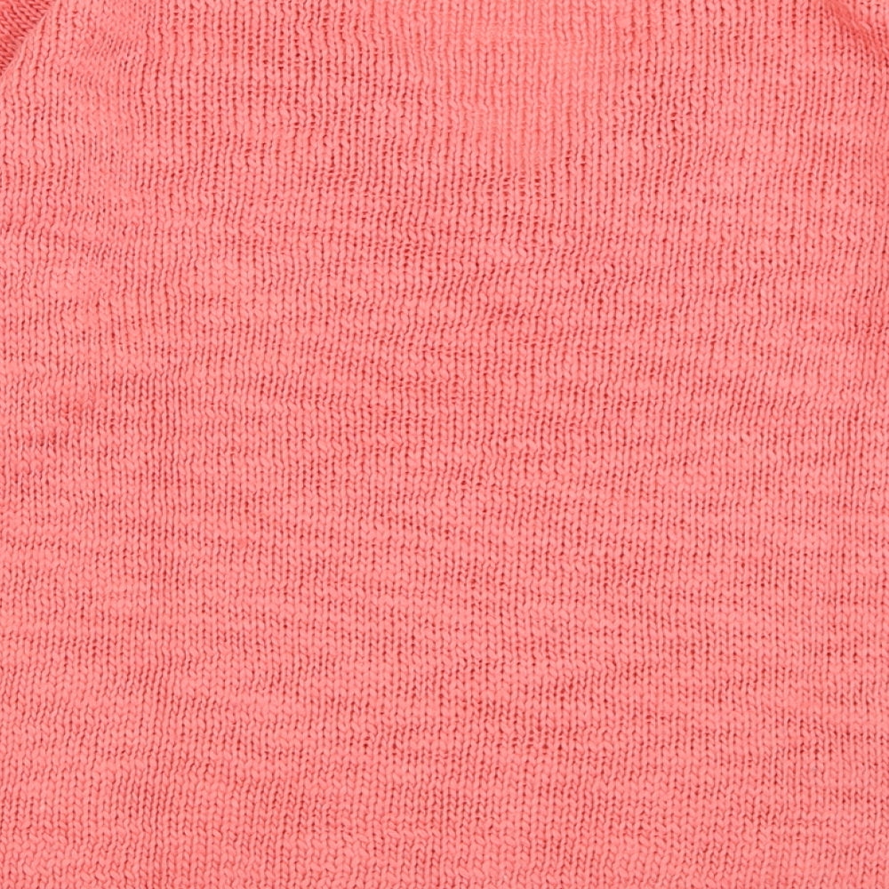 H&M Womens Pink V-Neck Acrylic Pullover Jumper Size M