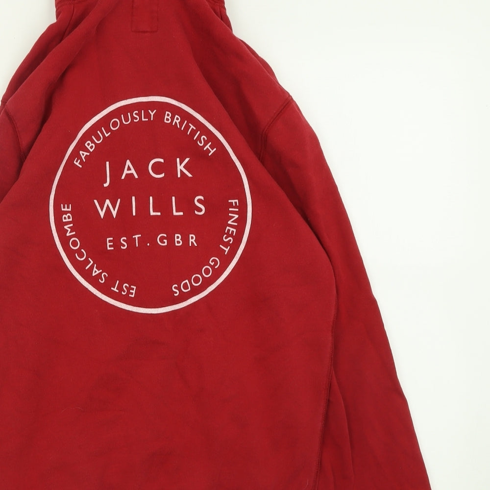 Jack Wills Mens Red Cotton Full Zip Hoodie Size XS