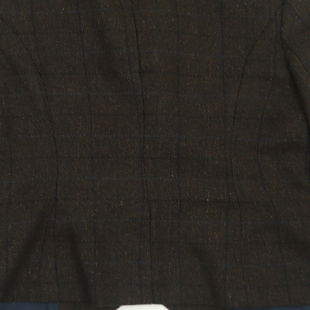 TU Womens Brown Check Jacket Blazer Size 10 Button