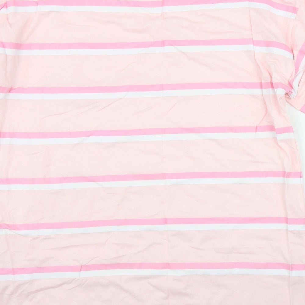 Missguided Womens Pink Striped Polyester T-Shirt Dress Size 6 Round Neck Pullover