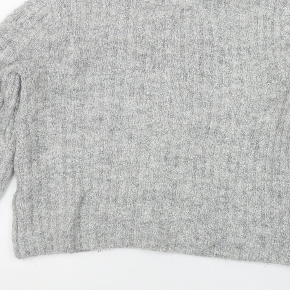 H&M Womens Grey Crew Neck Acrylic Pullover Jumper Size XS