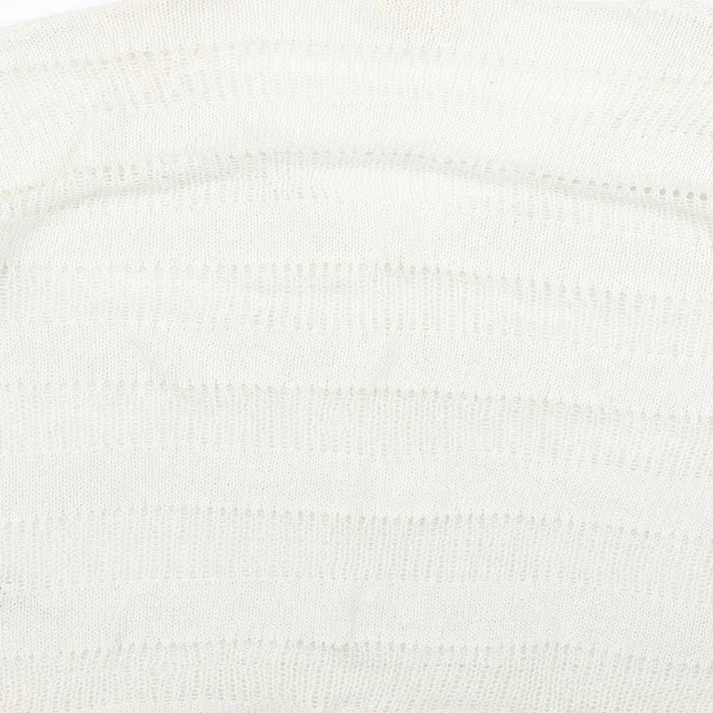 NEXT Womens White V-Neck Acrylic Pullover Jumper Size 14