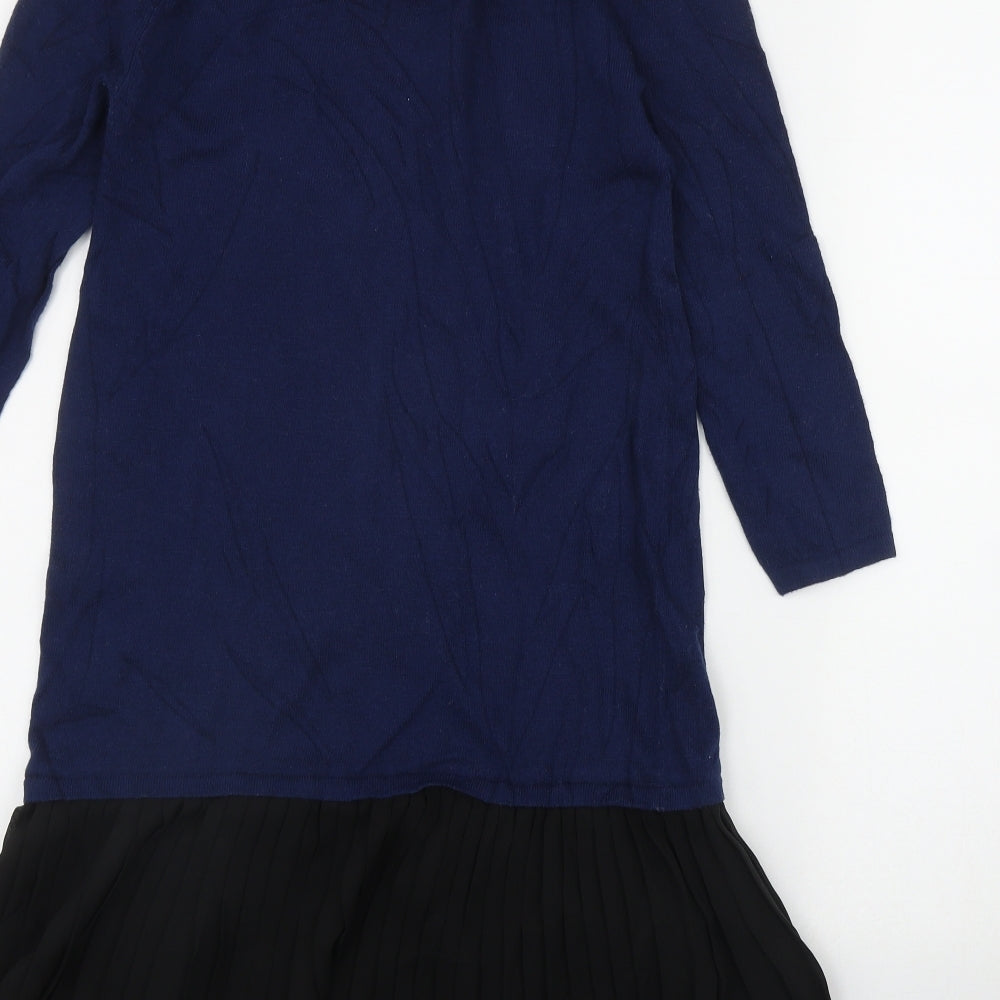 ASOS Womens Blue Cotton Jumper Dress Size 6 Collared Button