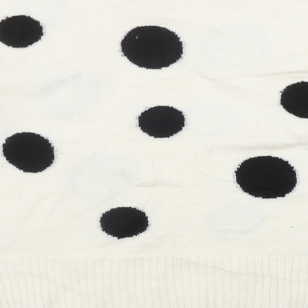 Marks and Spencer Womens Ivory Mock Neck Polka Dot Acrylic Pullover Jumper Size L