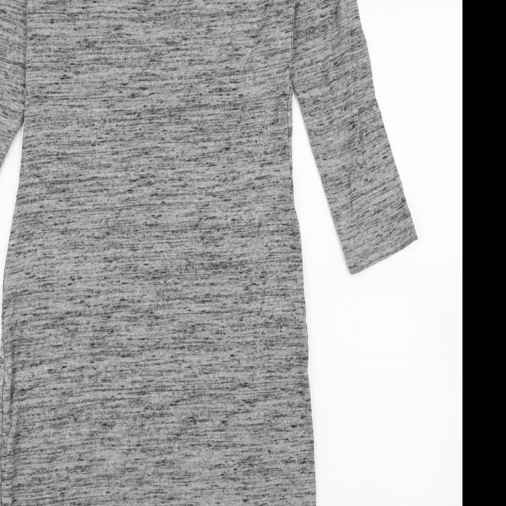 H&M Womens Grey Cotton T-Shirt Dress Size S Round Neck Pullover