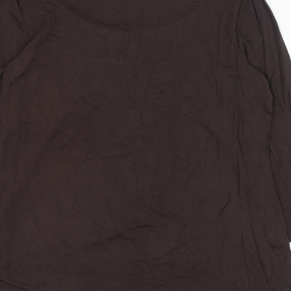 Ninety Womens Brown Viscose Basic Blouse Size L Round Neck