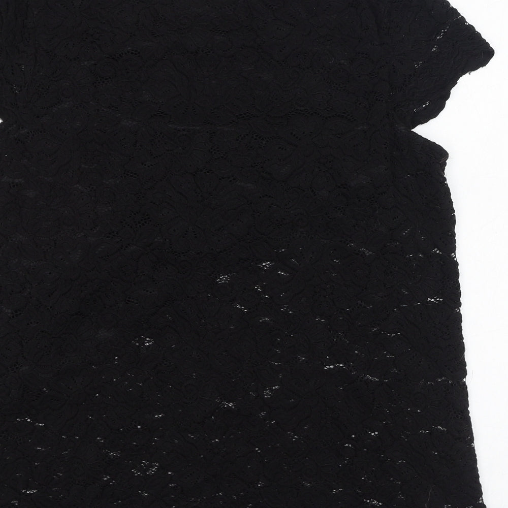 Philosophy Womens Black Nylon Basic Blouse Size M Round Neck